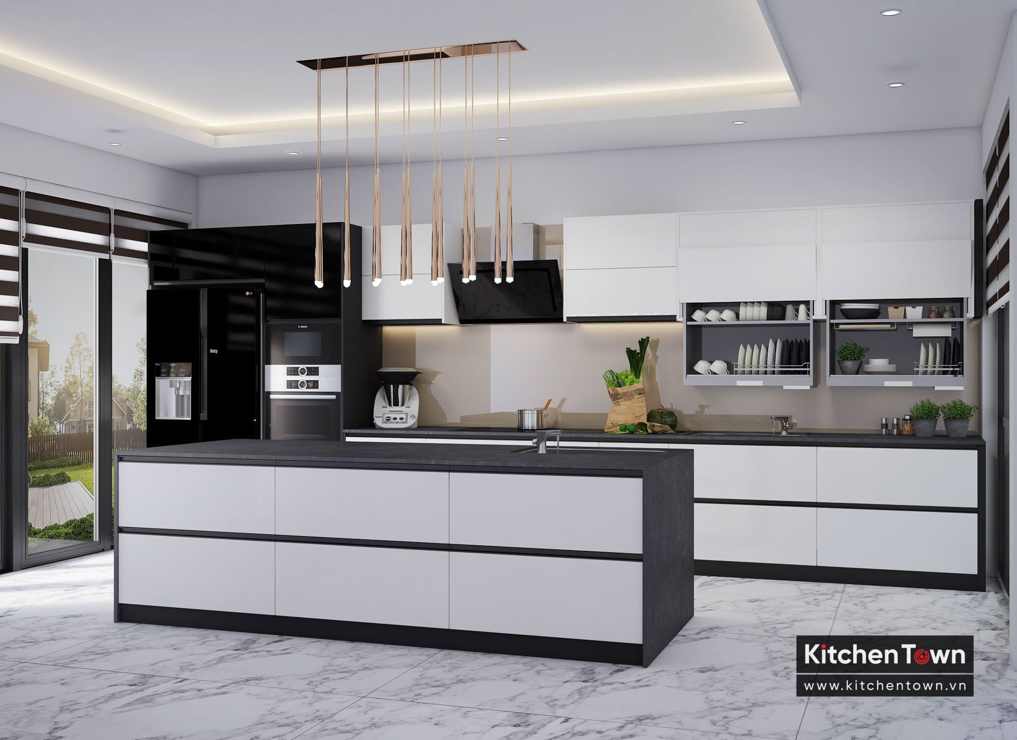 Top 35 Mẫu thiết kế nội thất nhà bếp biệt thự đẹp  xu hướng 2023