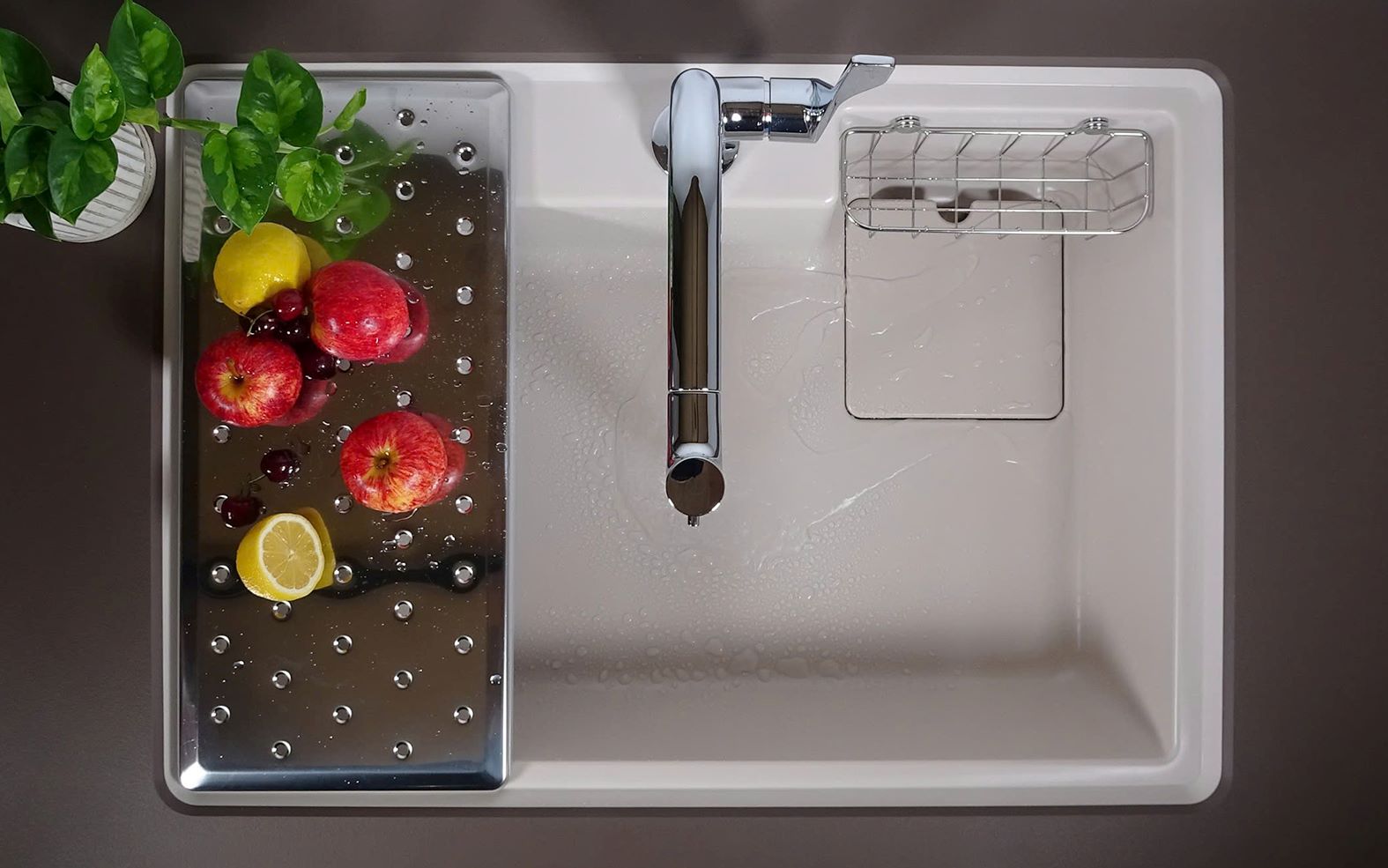 Chậu rửa bát 1 hố Yoshimoto 80 cm, đá cẩm thạch, nhập khẩu Nhật Bản - HS800 HS800 U2463