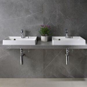 Chậu rửa mặt Yoshimoto, đá cẩm thạch BMC, đặt bàn, Nhật Bản – SQR II-600 SQRII 600 3