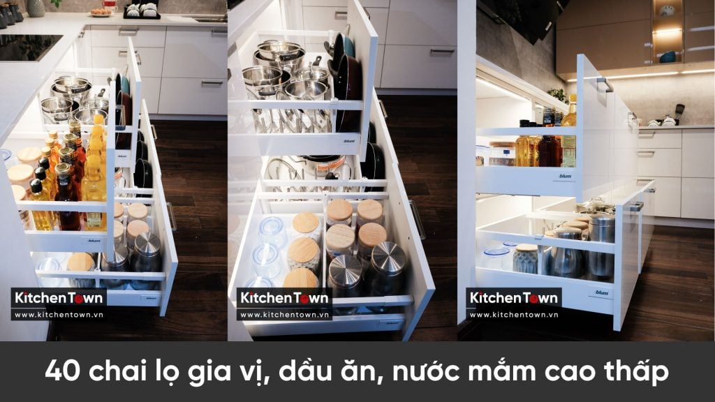 Tủ bếp đẹp thôi là chưa đủ, tủ bếp phải để được nhiều đồ sap xep do trong tu bep 3 1024x576 1
