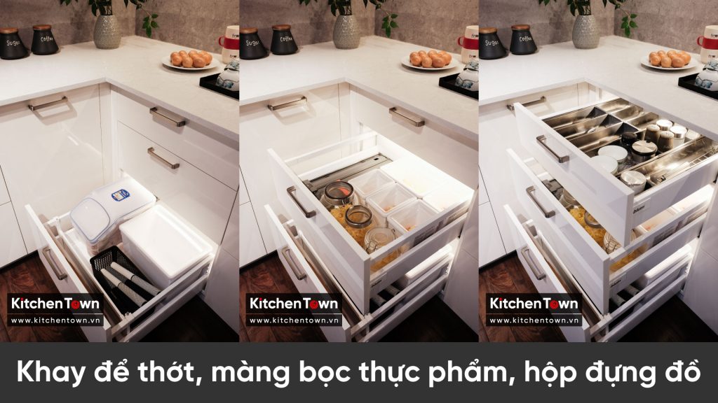 Tủ bếp đẹp thôi là chưa đủ, tủ bếp phải để được nhiều đồ sap xep do trong tu bep 5 1024x576 1